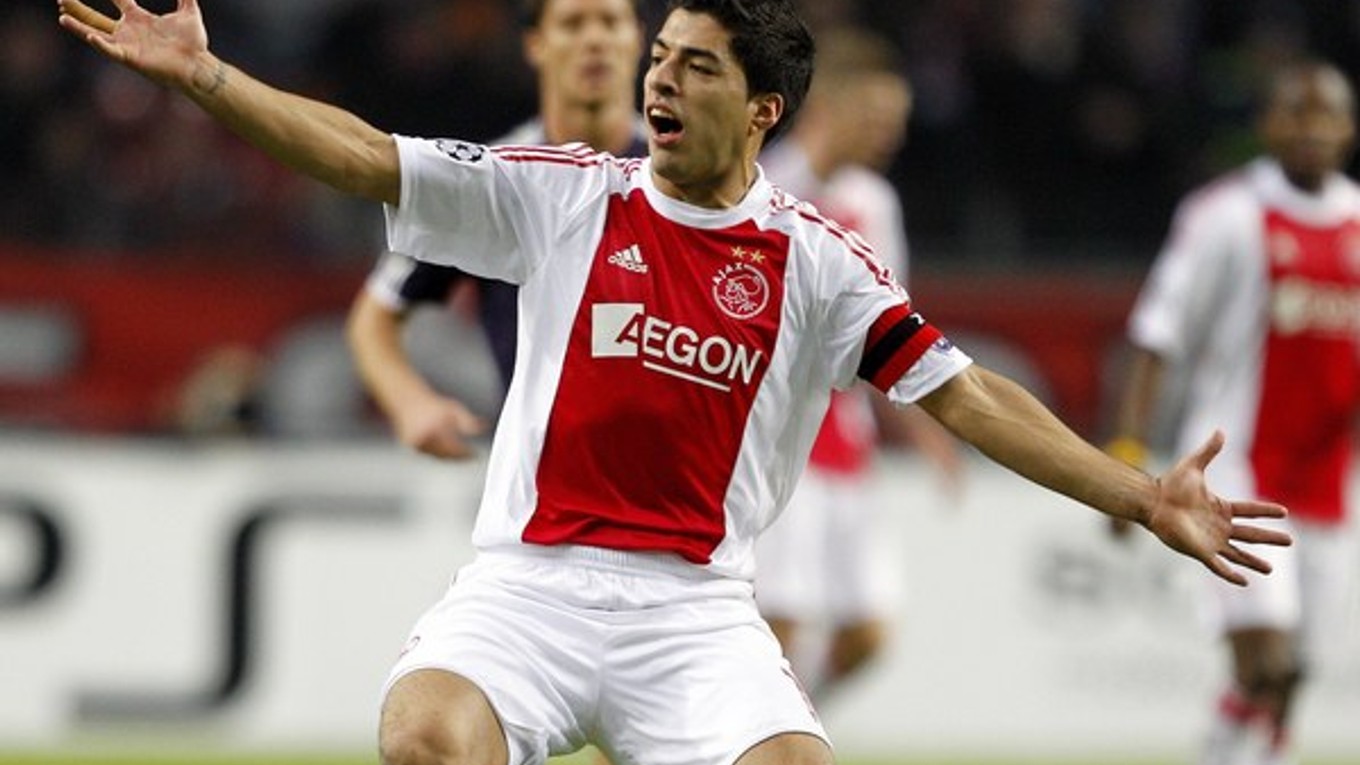 Luis Suárez v drese Ajaxu Amsterdam.