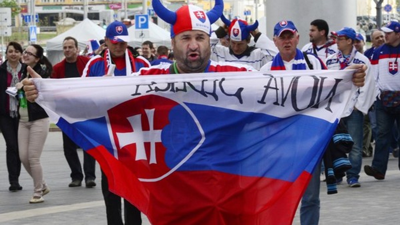 Slovenskí fanúšikovia v Minsku.