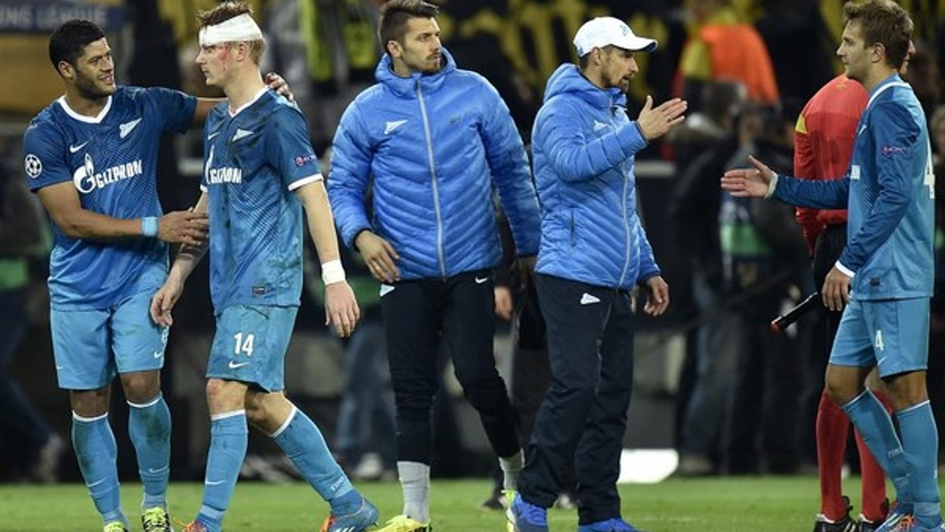 Futbalisti Zenitu Petrohrad po zápase Ligy majstrov v Dortmunde. Ilustračné foto.
