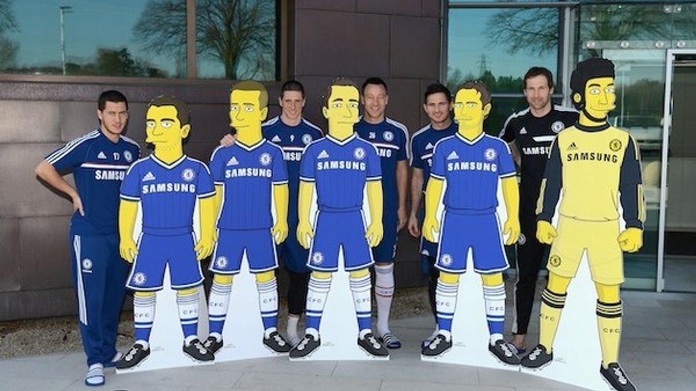 Futbalisti Chelsea ako postavičky zo seriálu.