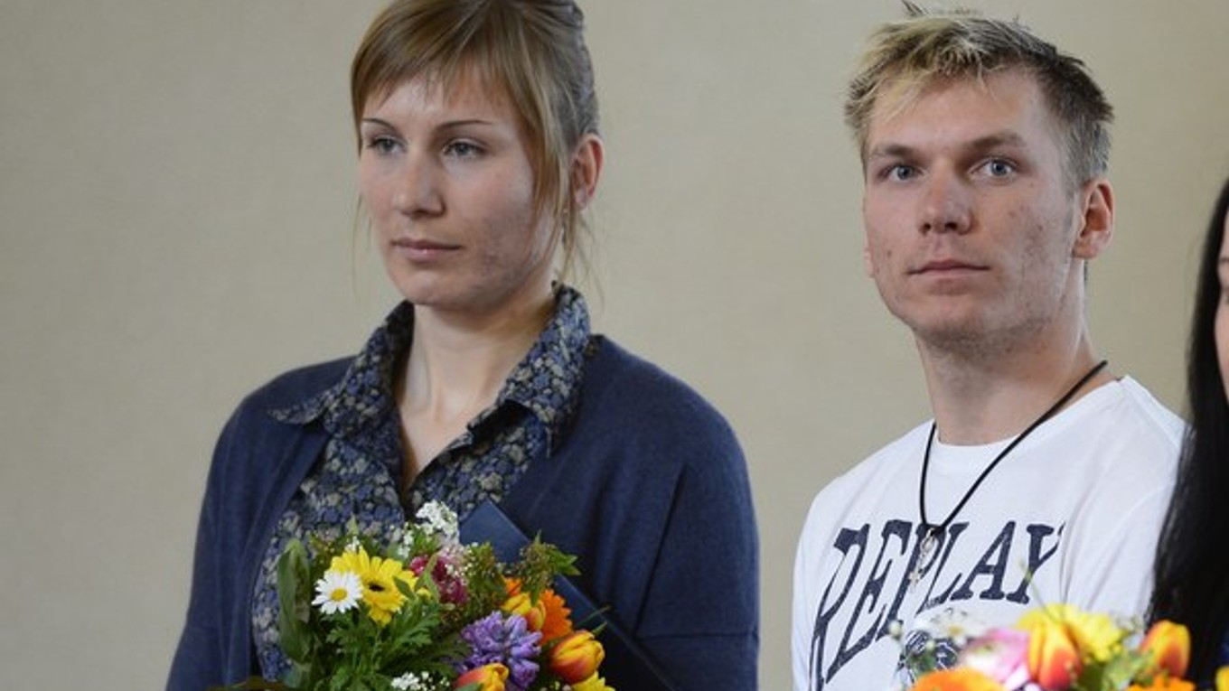 Anastasia Kuzminová a Adam Žampa počas prijatia u predsedu vlády v Bratislave.