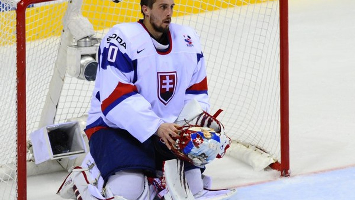 Jaroslav Halák počas zápasu Česko - Slovensko na majstrovstvách sveta 2011 v Bratislave.