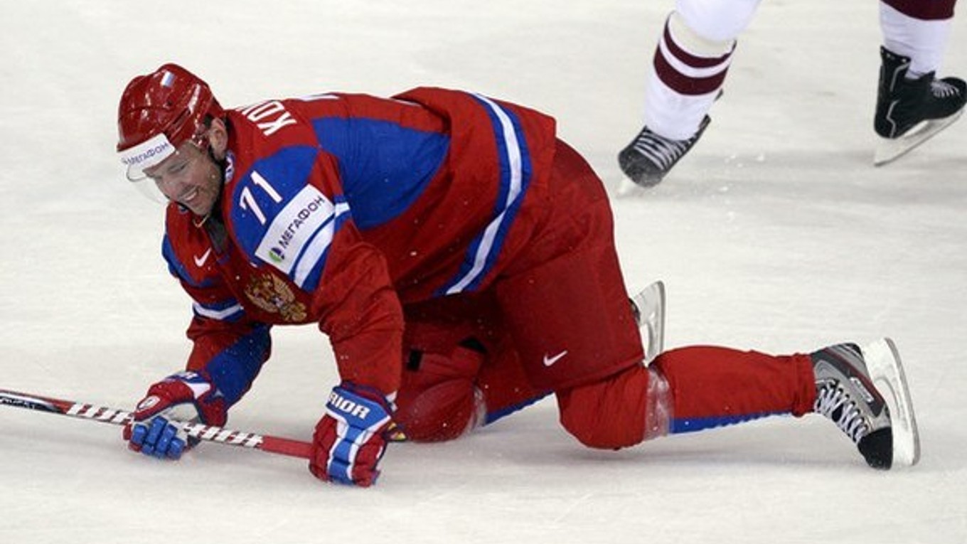 Útočník Iľja Kovaľčuk v drese ruskej reprezentácie.