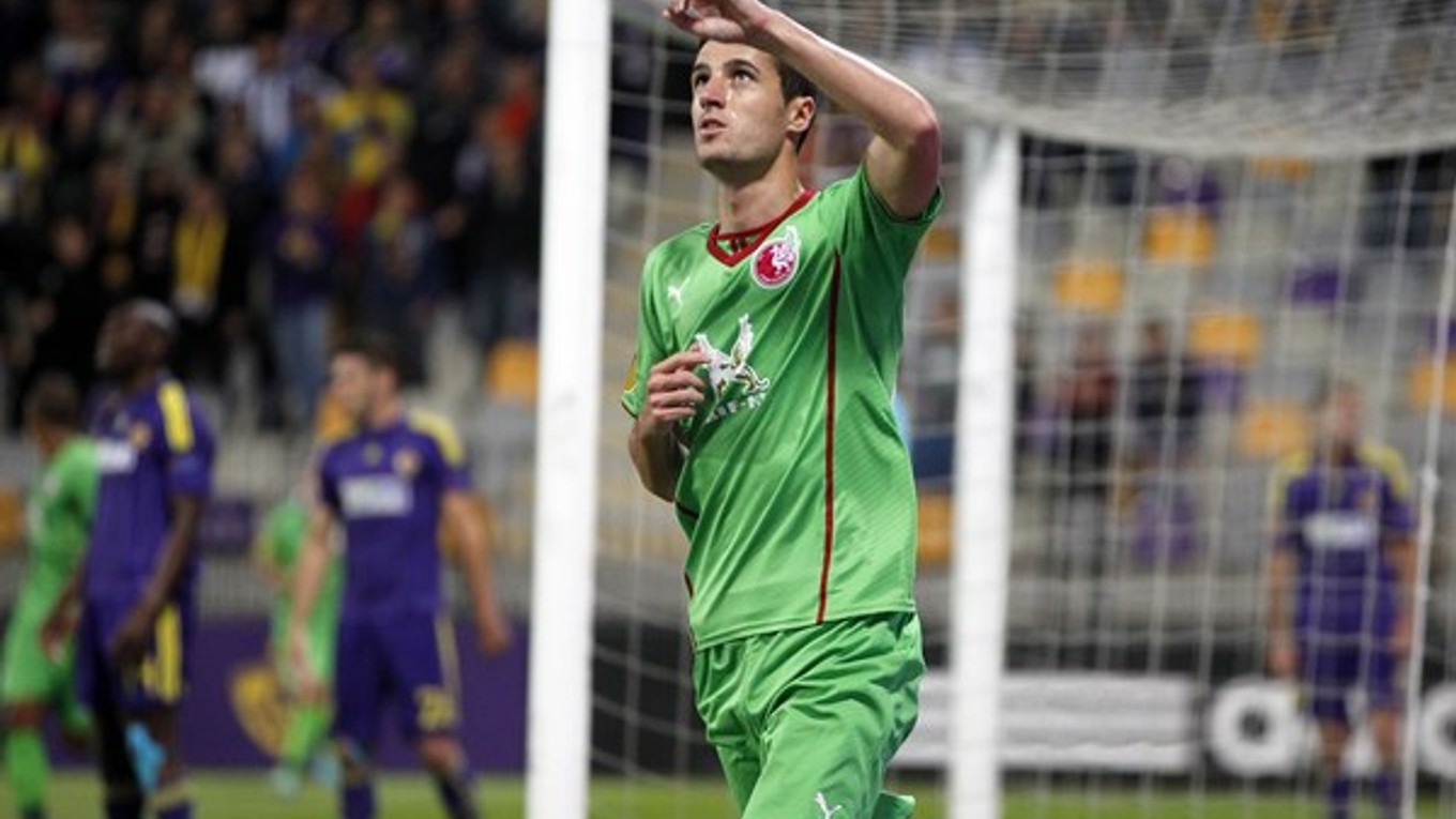 Ivan Marcano z Rubinu Kazaň sa raduje z gólu proti Mariboru.