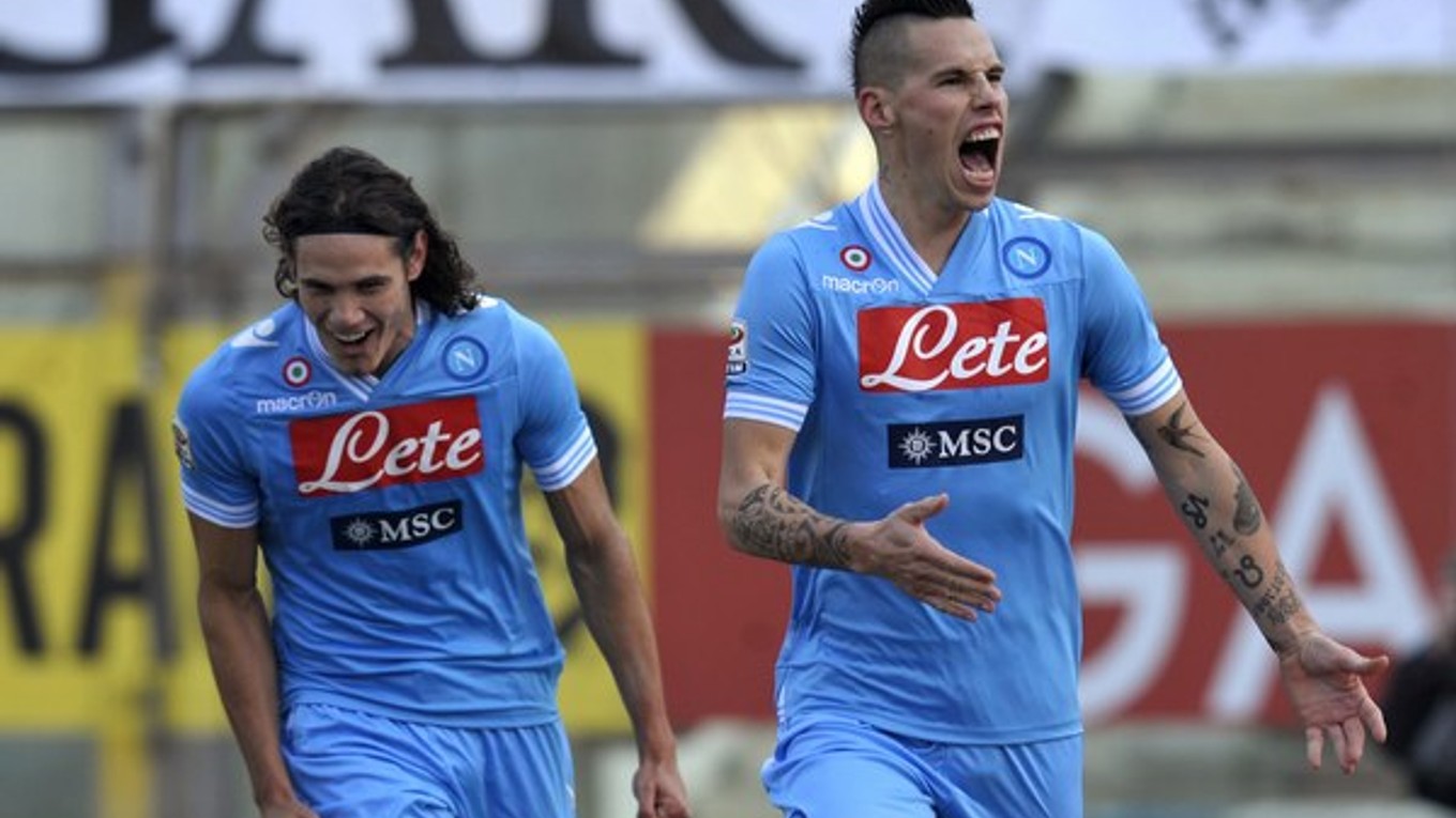 Marek Hamšík s Edisonom Cavanim.