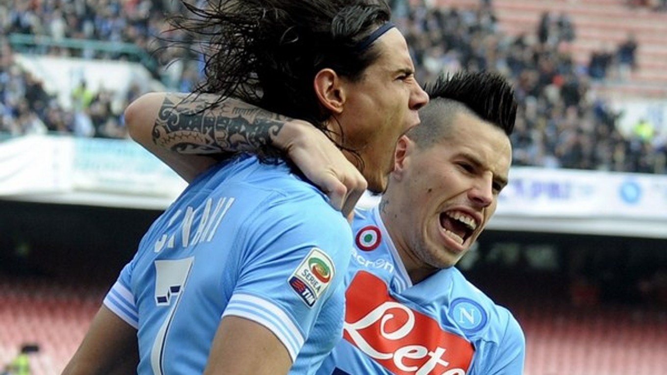 Edinson Cavani (vľavo) a Marek Hamšík.