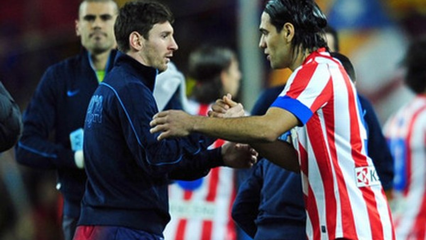 Messi a Falcao, dvaja najlepší strelci španielskej La Ligy.