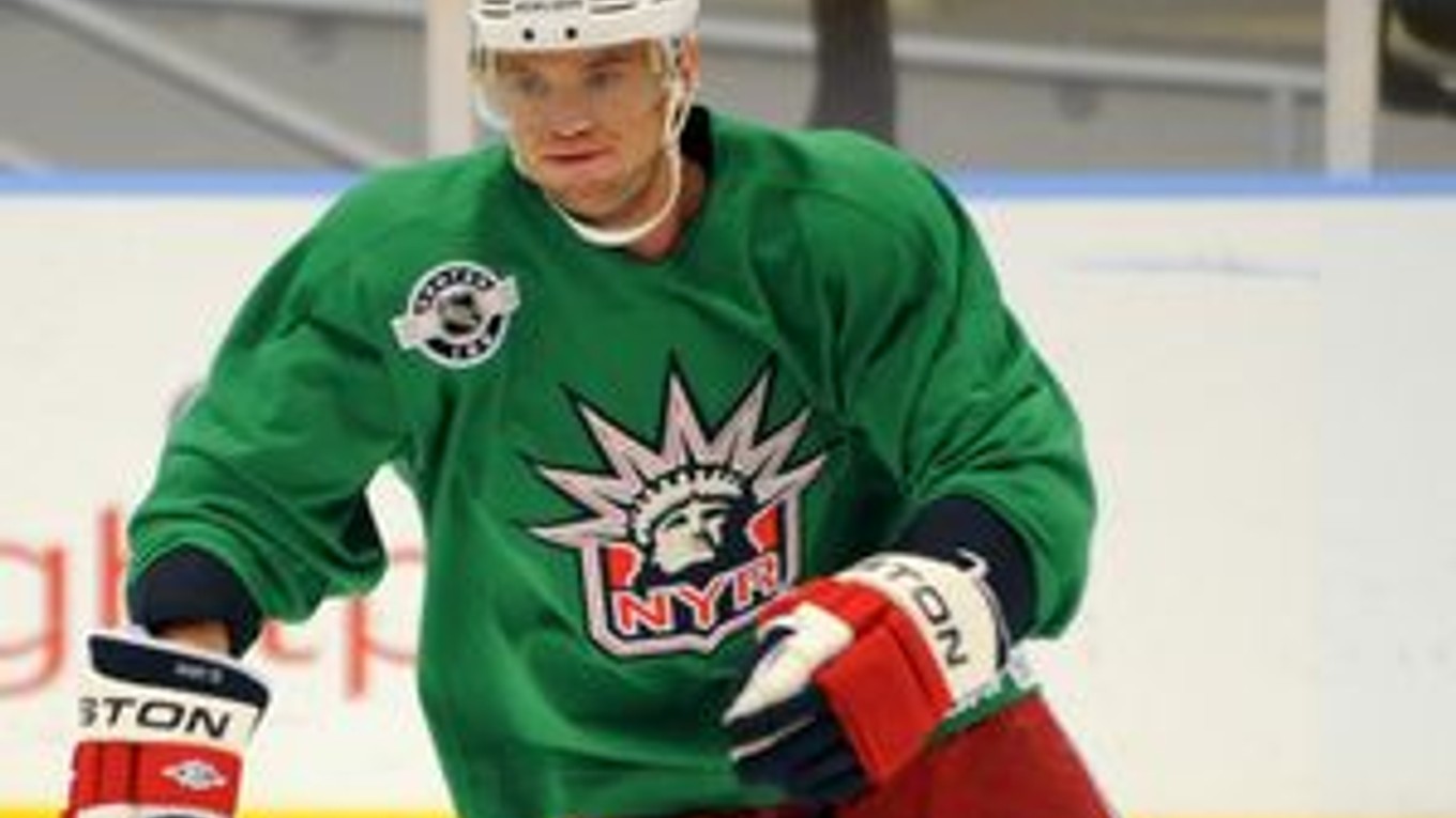 Marián Gáborík na tréningu NY Rangers.