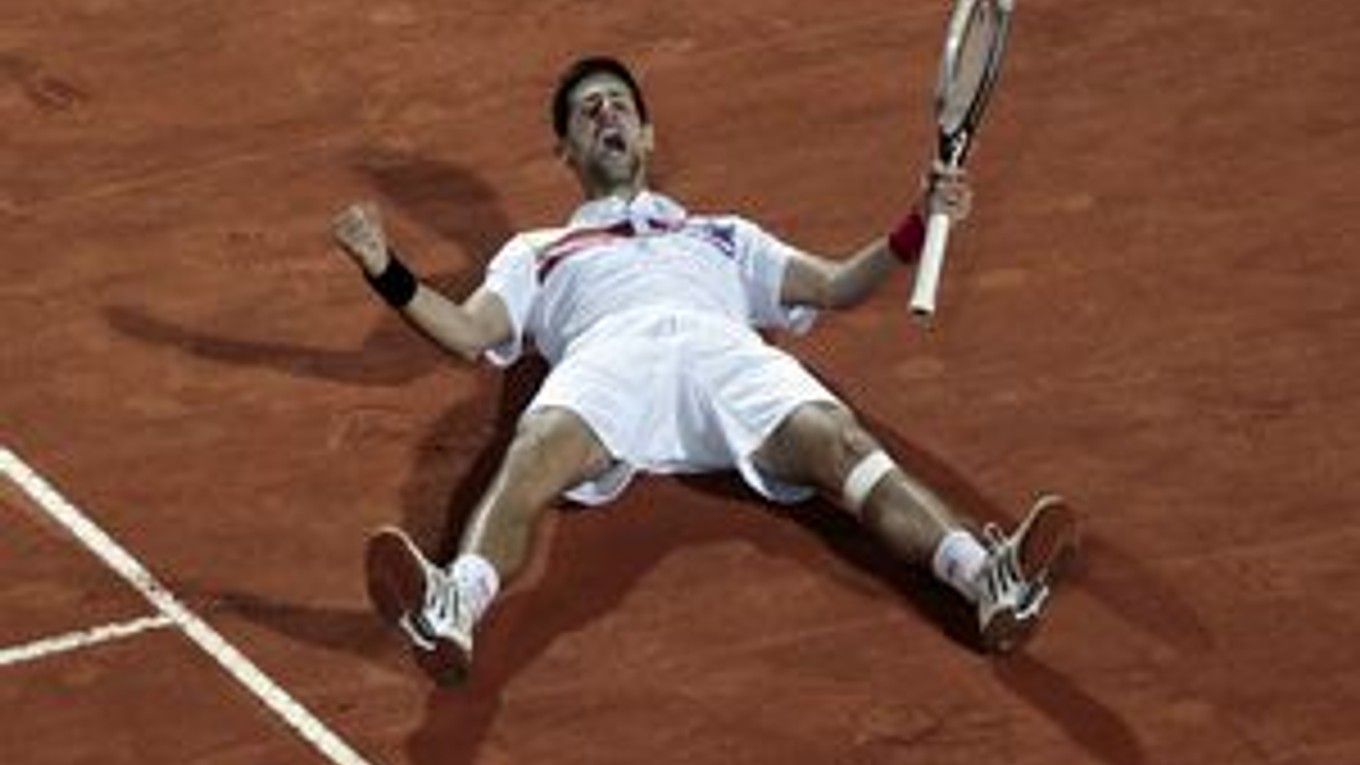 Radosť Novaka Djokoviča po výhre na turnaji v Ríme.