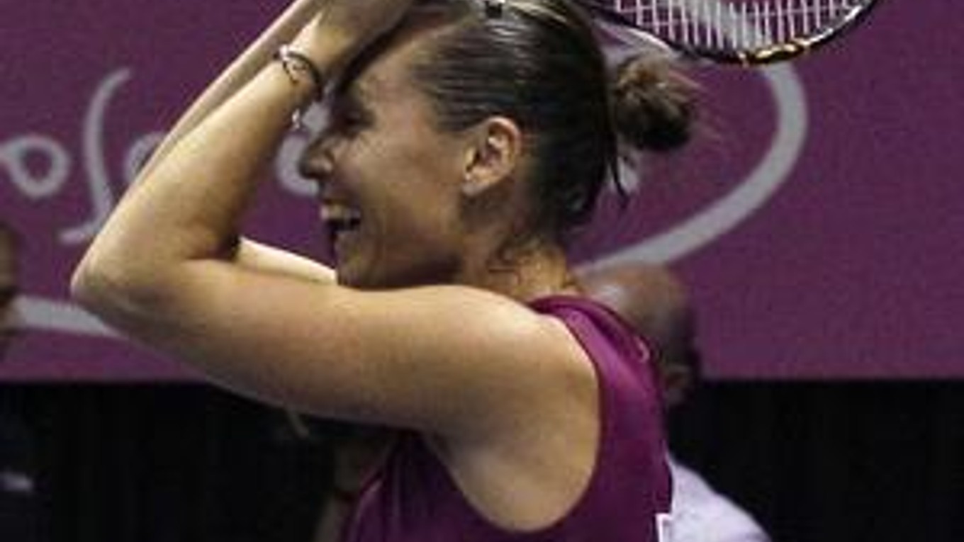 Flavia Pennettaová po rozhodujúcom súboji, ktorý zabezpečil Taliankám víťazstvo v Pohári federácie 2010.