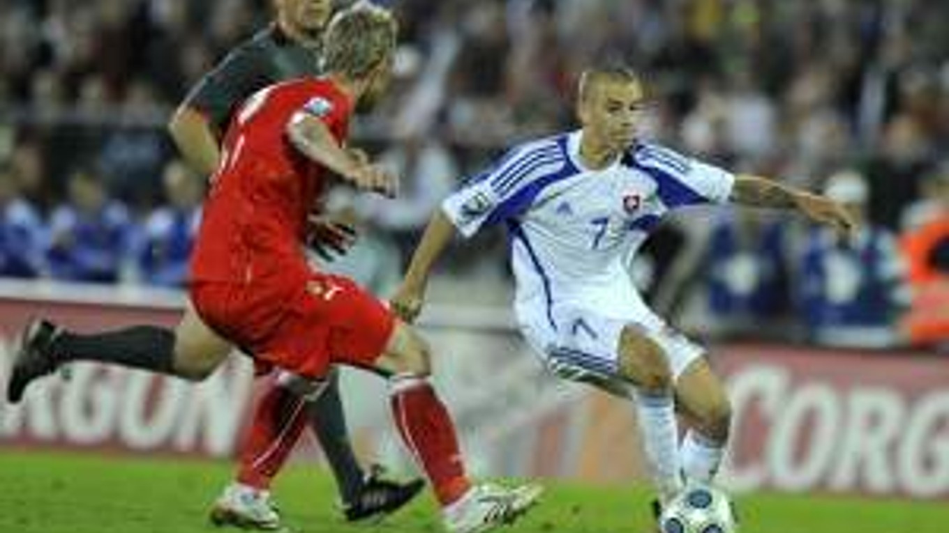 Vladimír Weiss ml. v drese slovenskej reprezentácie.