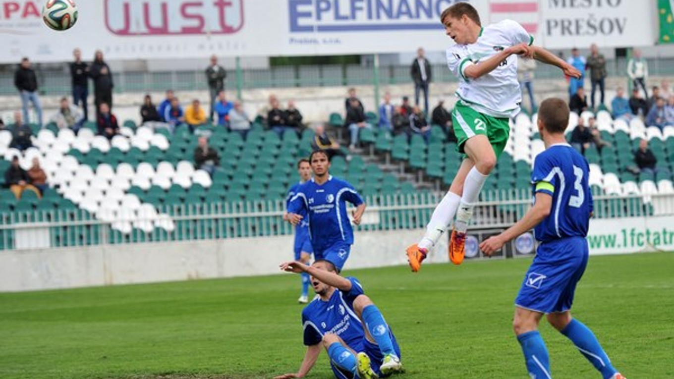 Hlavička. Tretí gól 1. FC Tatran Prešov dal hlavou Lukáš Makara.