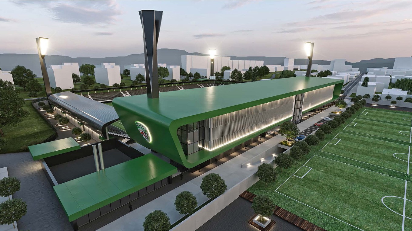 Vizualizácia nového štadióna i priľahlej plochy. Stánok Tatrana bude zaradený do 3. kategórie UEFA.