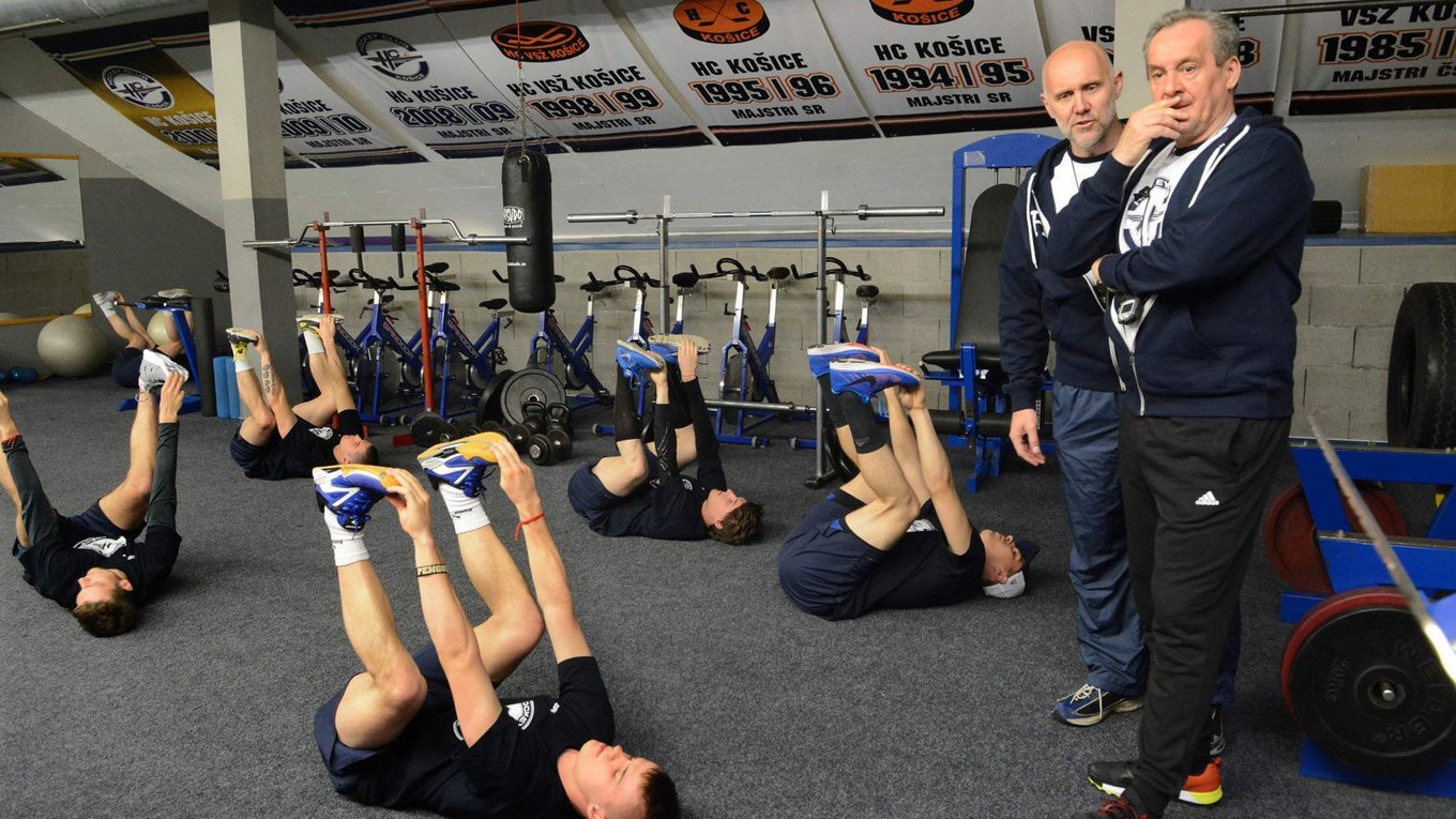 Na tréningu. S kolegom Milanom Jančuškom.