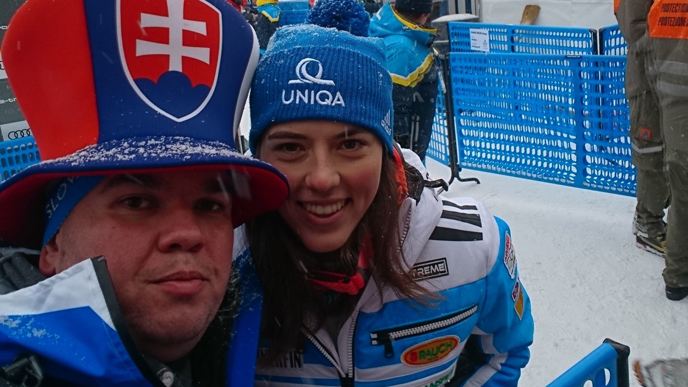Ján Makuch so slovenskou lyžiarkou Petrou Vlhovou.