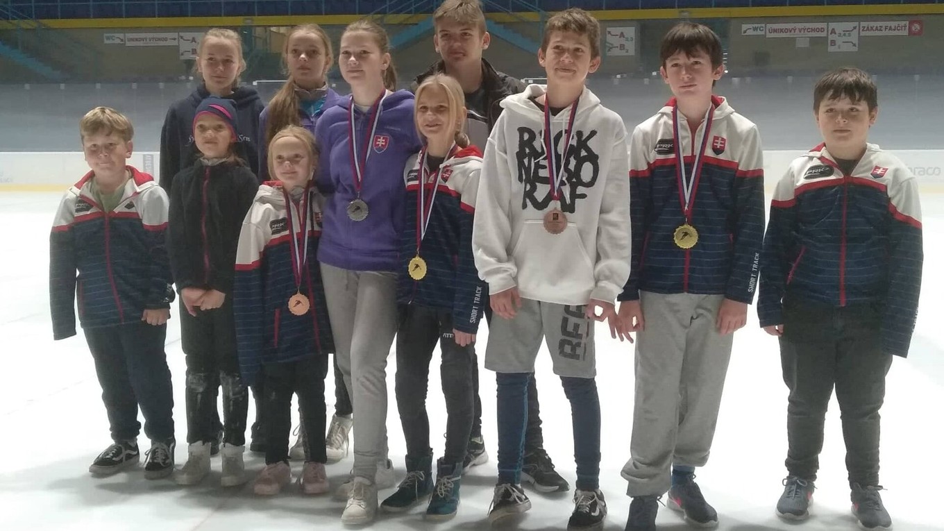 Prešovské rýchlokorčuliarske talenty.