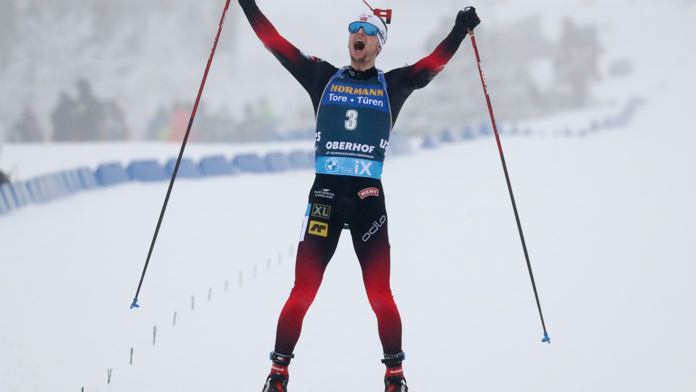 Sturla Holm Laegreid po víťazstve v Oberhofe.