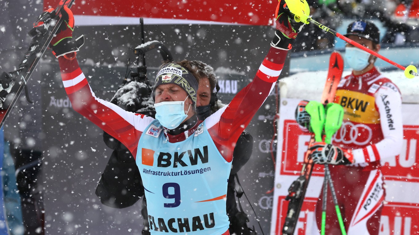 Manuel Feller vyhral slalom vo Flachau 2021.