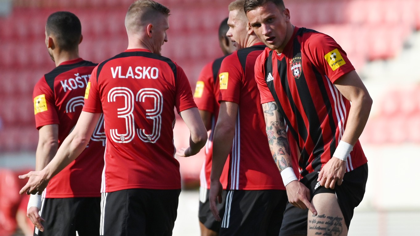 Milan Ristovski sa teší z gólu v drese FC Spartak Trnava.