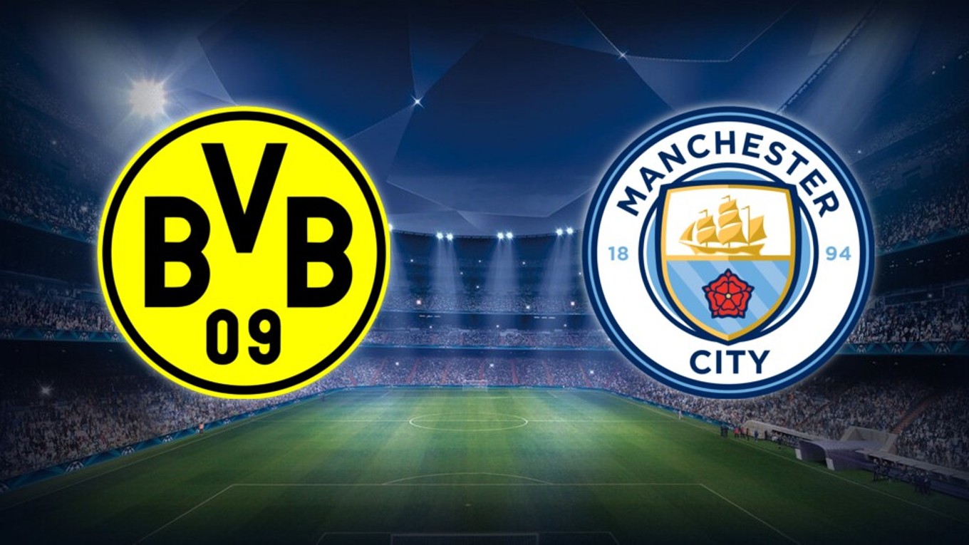 Zápas Ligy majstrov Borussia Dortmund - Manchester City. 