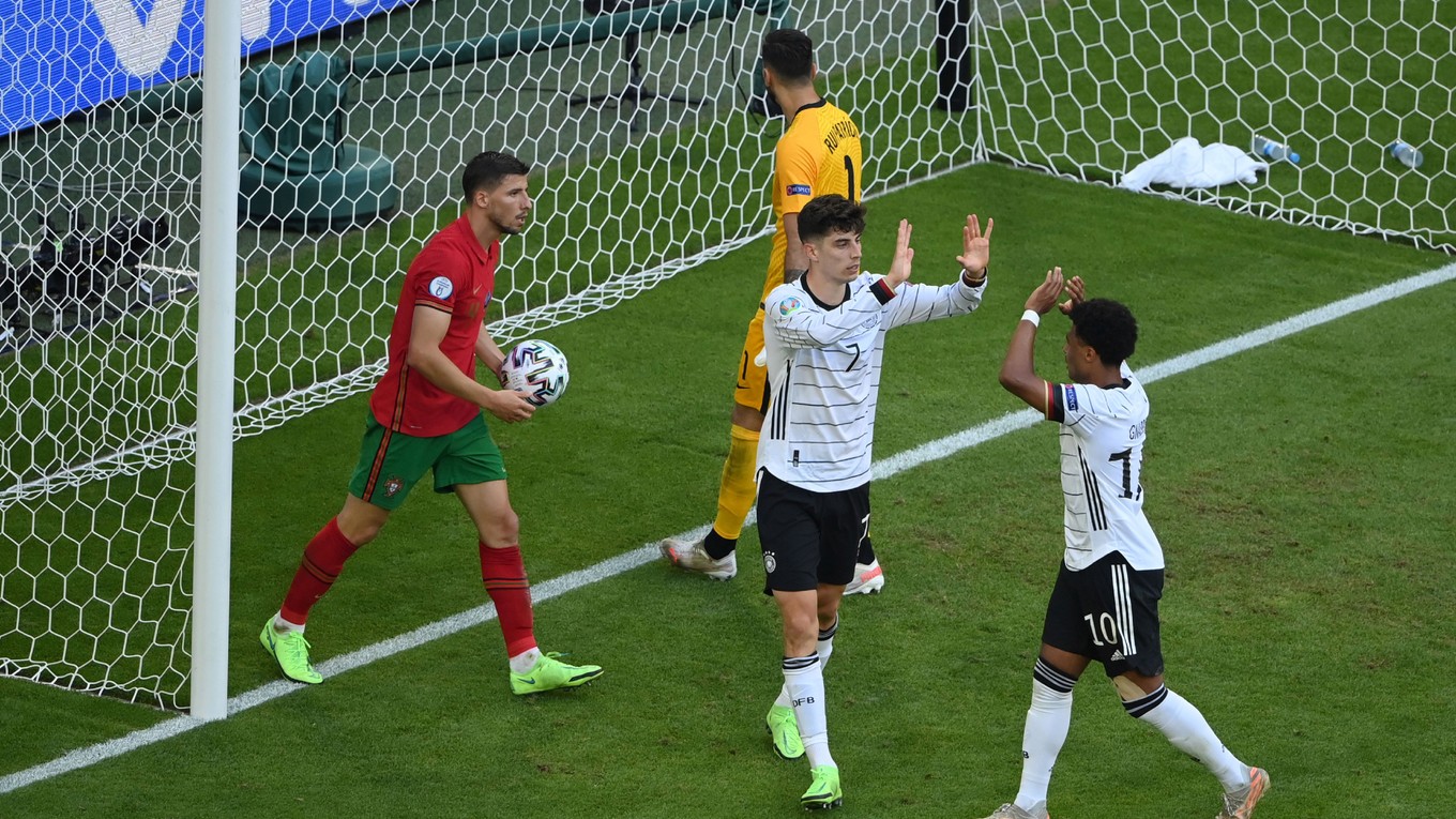 Momentka zo zápasu Portugalsko - Nemecko na EURO 2020 / 2021.
