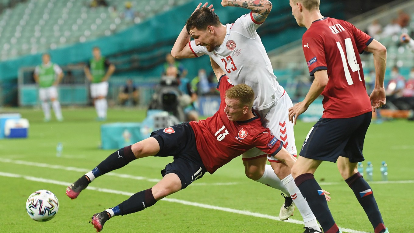Momentka zo zápasu Česko - Dánsko vo štvrťfinále ME vo futbale (EURO 2020 / 2021).