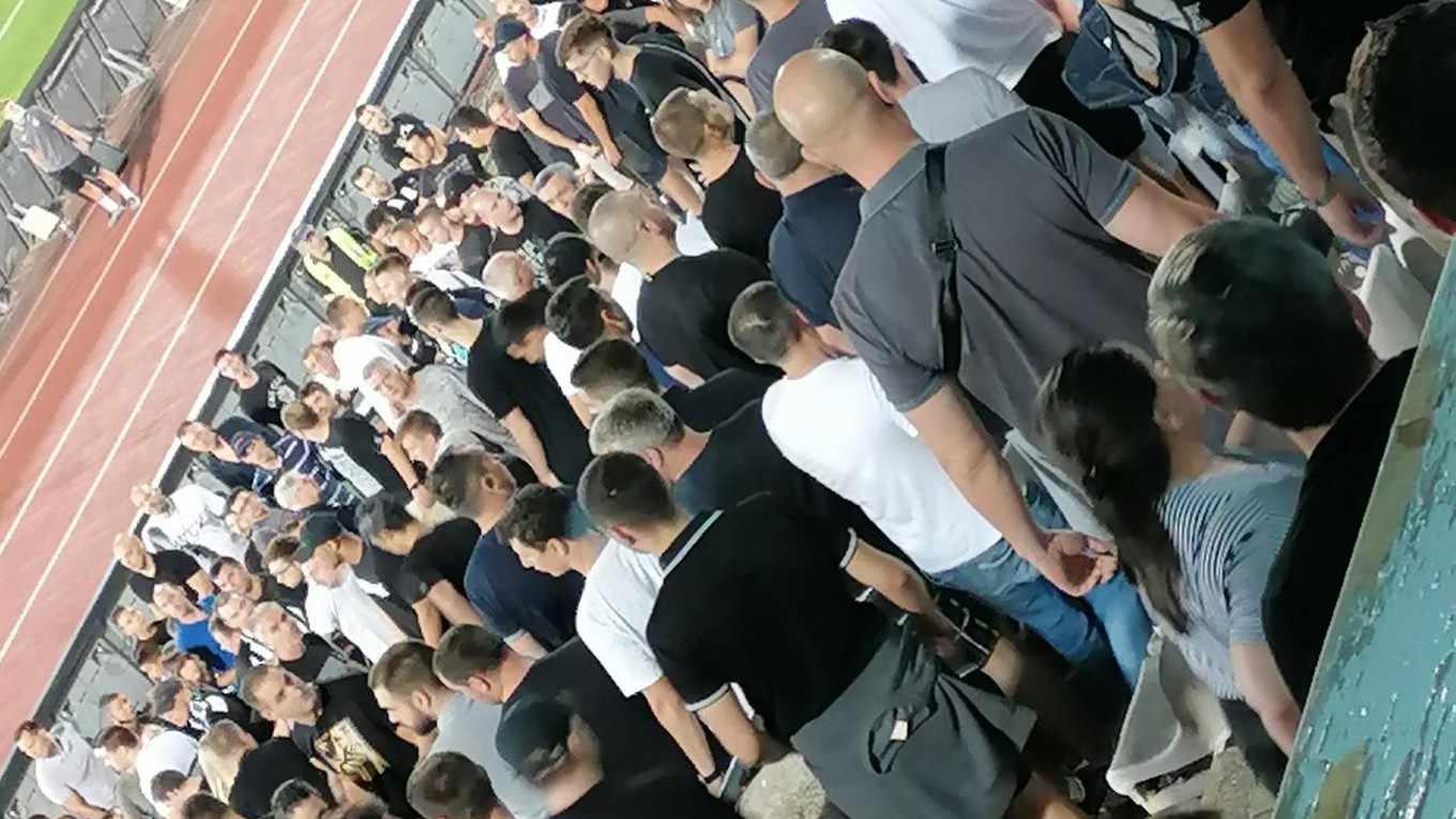 Fanúšikovia Partizanu na zápase proti DAC Dunajská Streda.