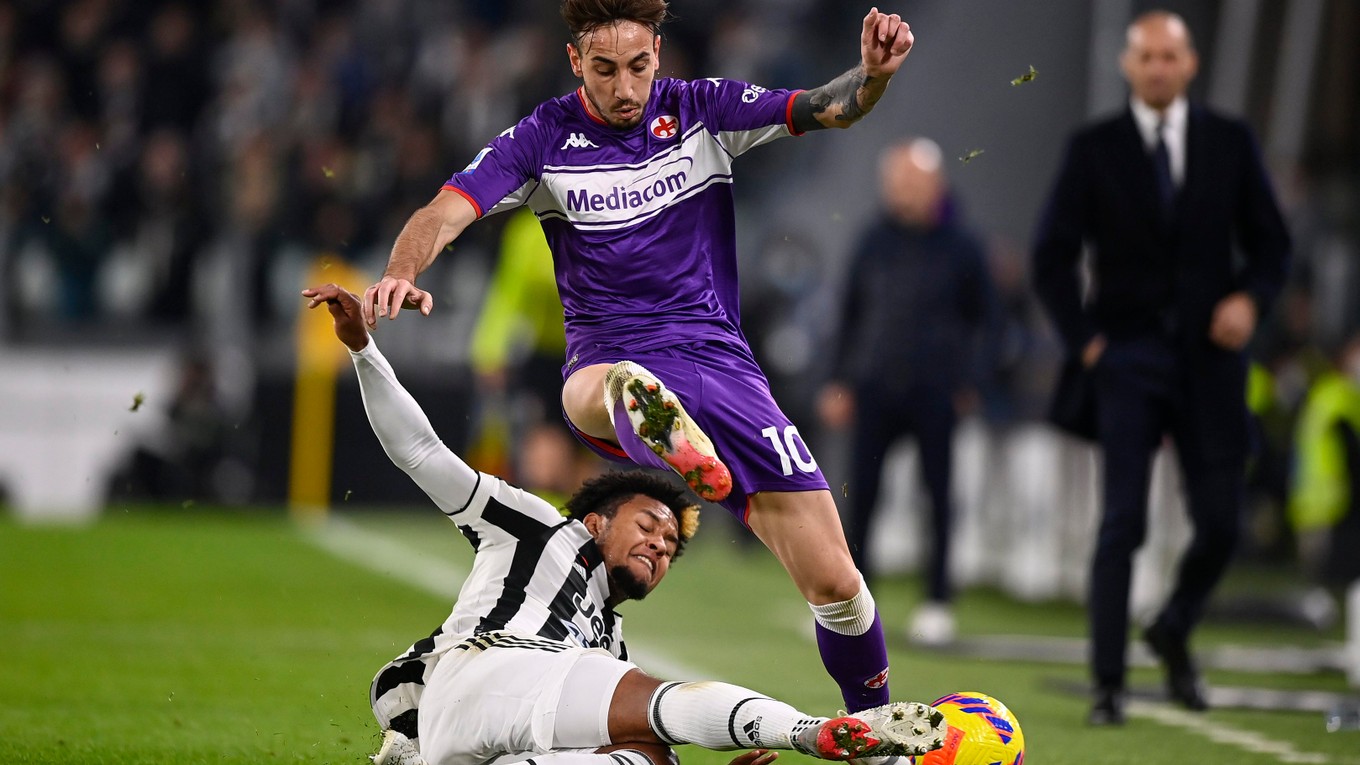 Momentka zo zápasu Juventus Turín - AC Fiorentina. 