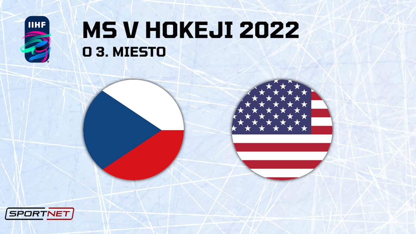Česko - USA, ONLINE prenos zo zápasu o bronz na MS v hokeji 2022.