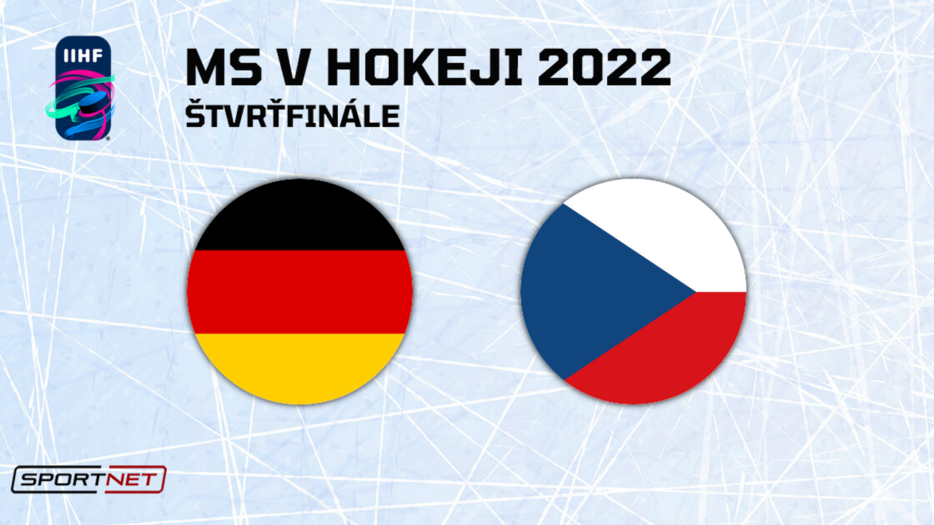 Nemecko - Česko, , ONLINE prenos zo štvrťfinále na MS v hokeji 2022.