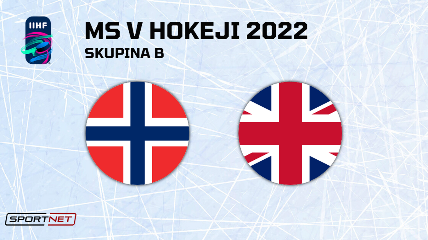 Nórsko - Veľká Británia, ONLINE prenos zo zápasu na MS v hokeji 2022.