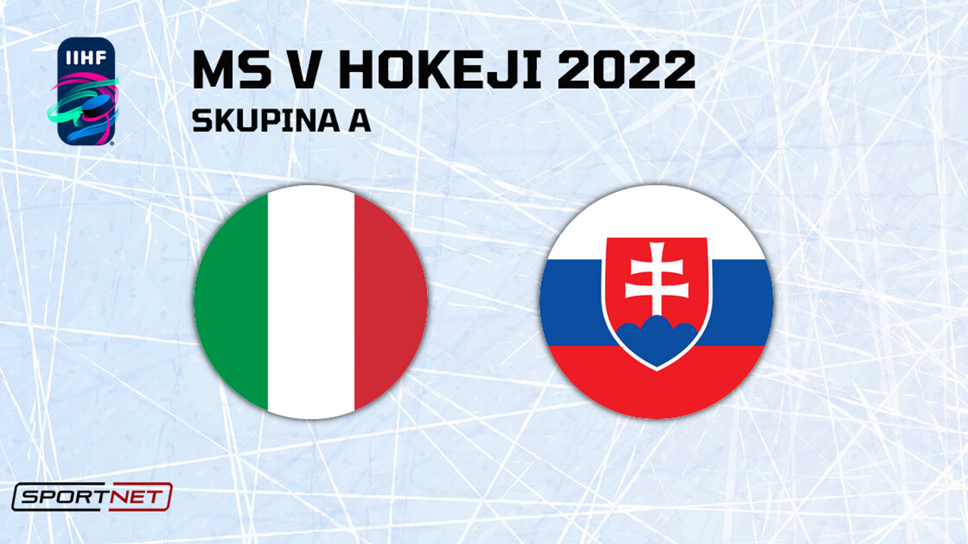 Slovensko - Taliansko, ONLINE prenos zo šiesteho zápasu Slovenska na MS v hokeji 2022.