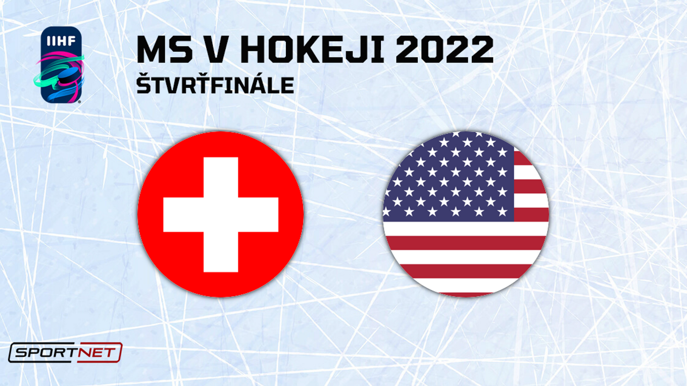 Švajčiarsko - USA, ONLINE prenos zo štvrťfinále na MS v hokeji 2022.