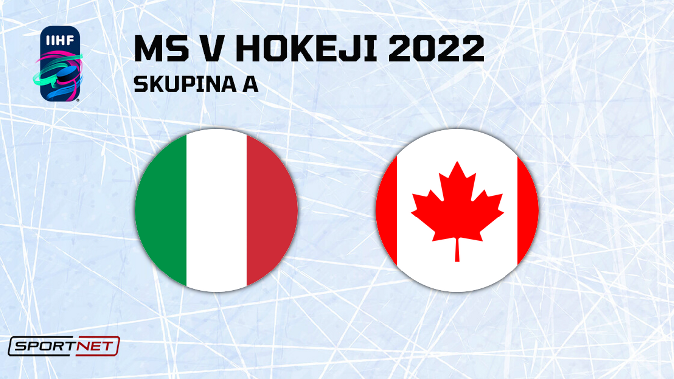 Taliansko - Kanada, ONLINE prenos zo zápasu na MS v hokeji 2022.