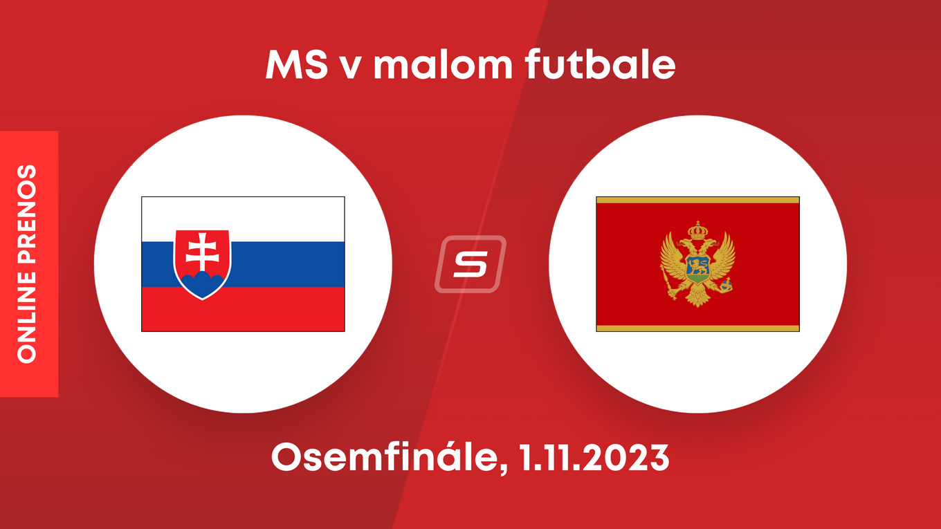 Slovensko - Čierna Hora: ONLINE prenos z osemfinále MS v malom futbale 2023.