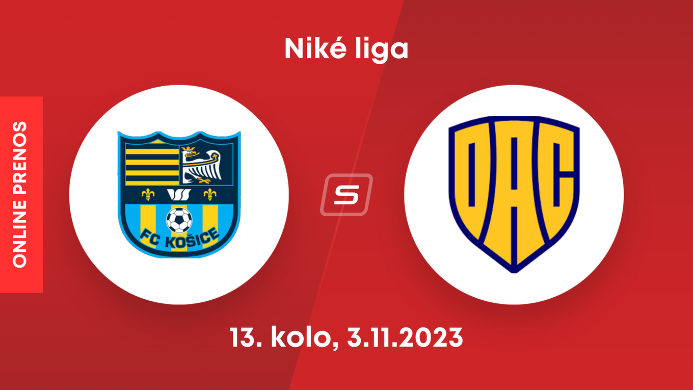 FC Košice - DAC Dunajská Streda: ONLINE prenos zo zápasu 13. kola Niké ligy.