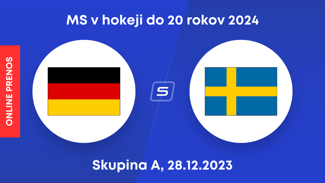 Nemecko - Švédsko: ONLINE prenos zo zápasu skupiny A na MS v hokeji do 20 rokov 2024.