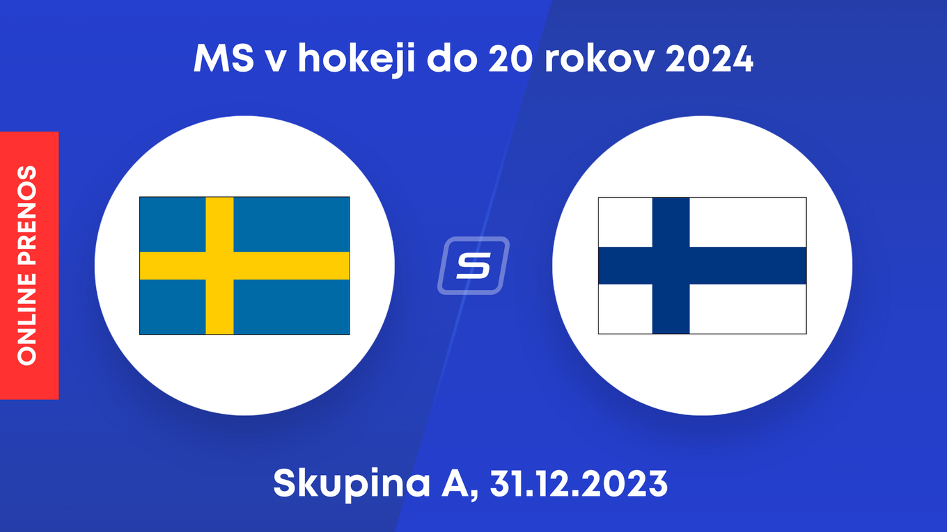 Švédsko - Fínsko: ONLINE prenos zo zápasu skupiny A na MS v hokeji do 20 rokov 2024.
