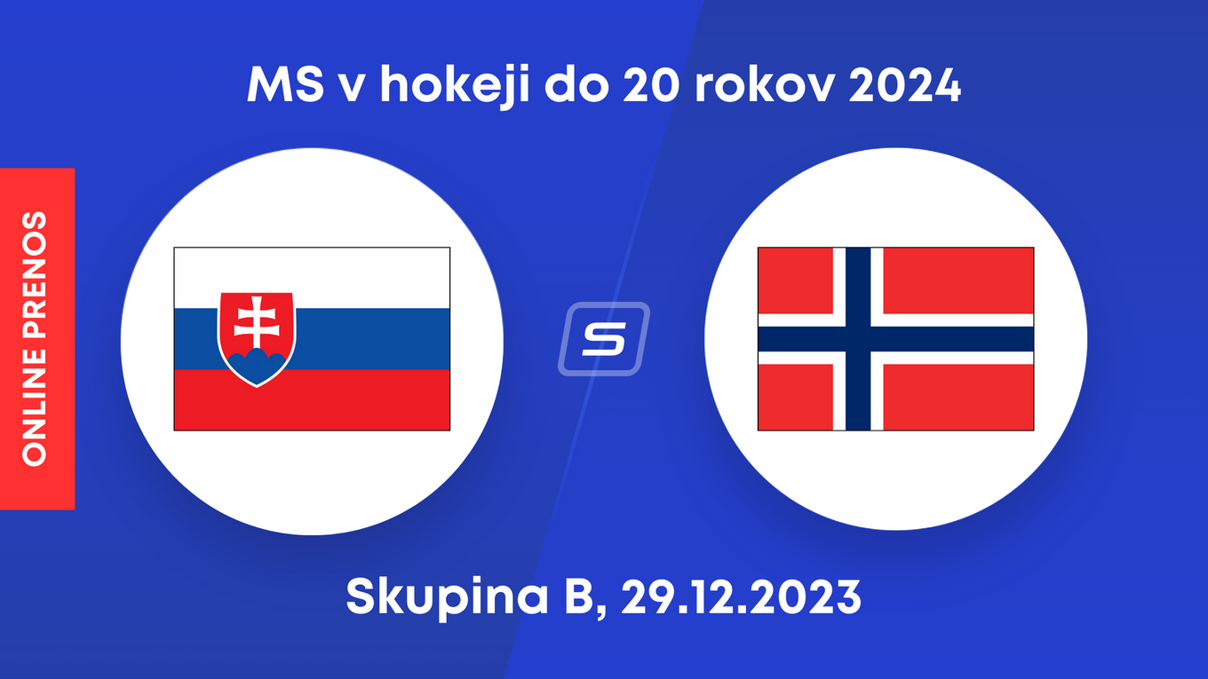 Slovensko - Nórsko: ONLINE prenos zo zápasu skupiny B na MS v hokeji do 20 rokov 2024 (MS U20).
