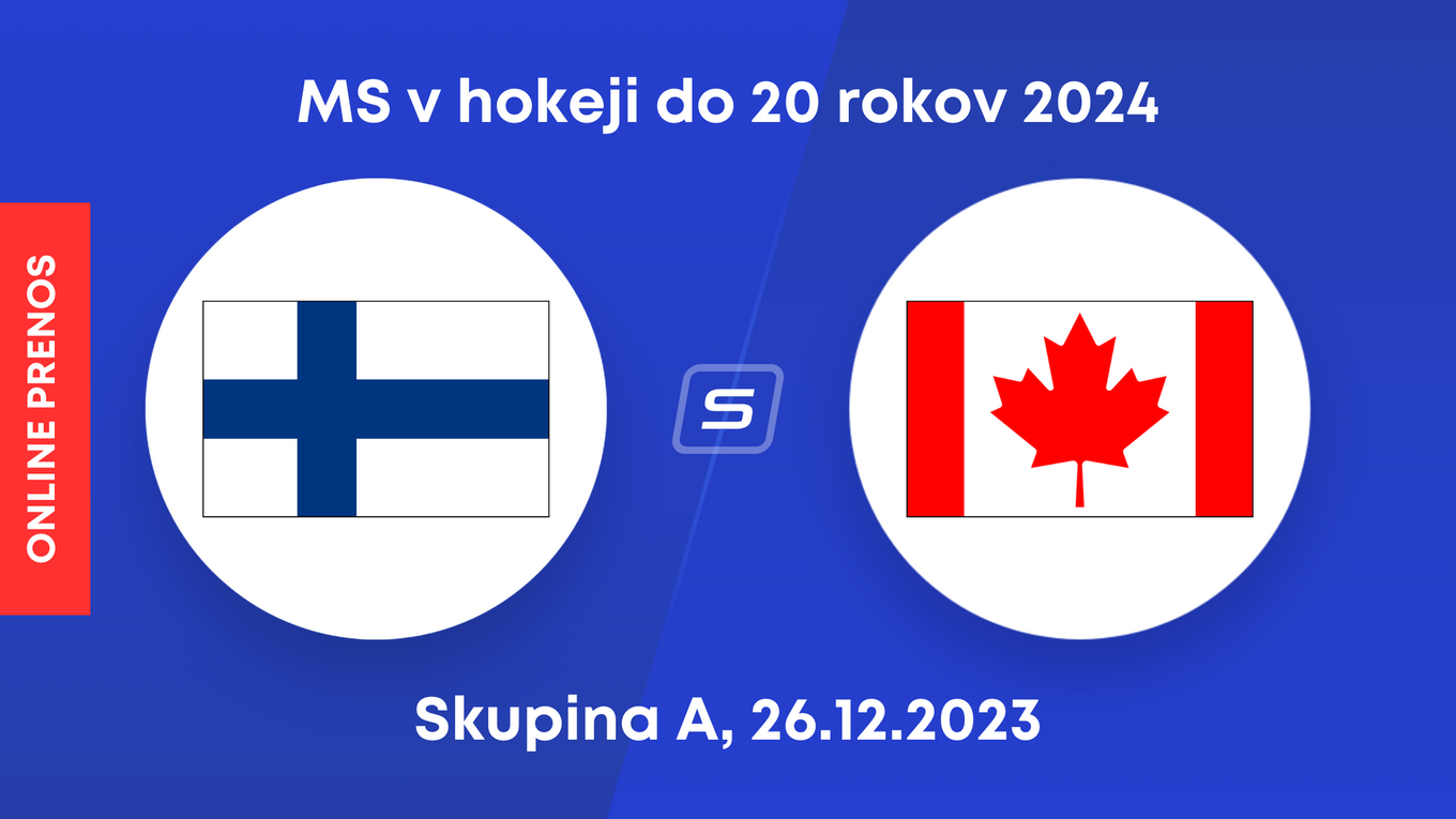Fínsko - Kanada: ONLINE prenos zo zápasu skupiny A na MS v hokeji do 20 rokov 2024 (MS U20).