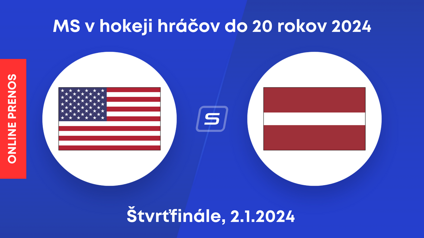 USA - Lotyšsko: ONLINE prenos zo štvrťfinálového zápasu na MS v hokeji do 20 rokov 2024.