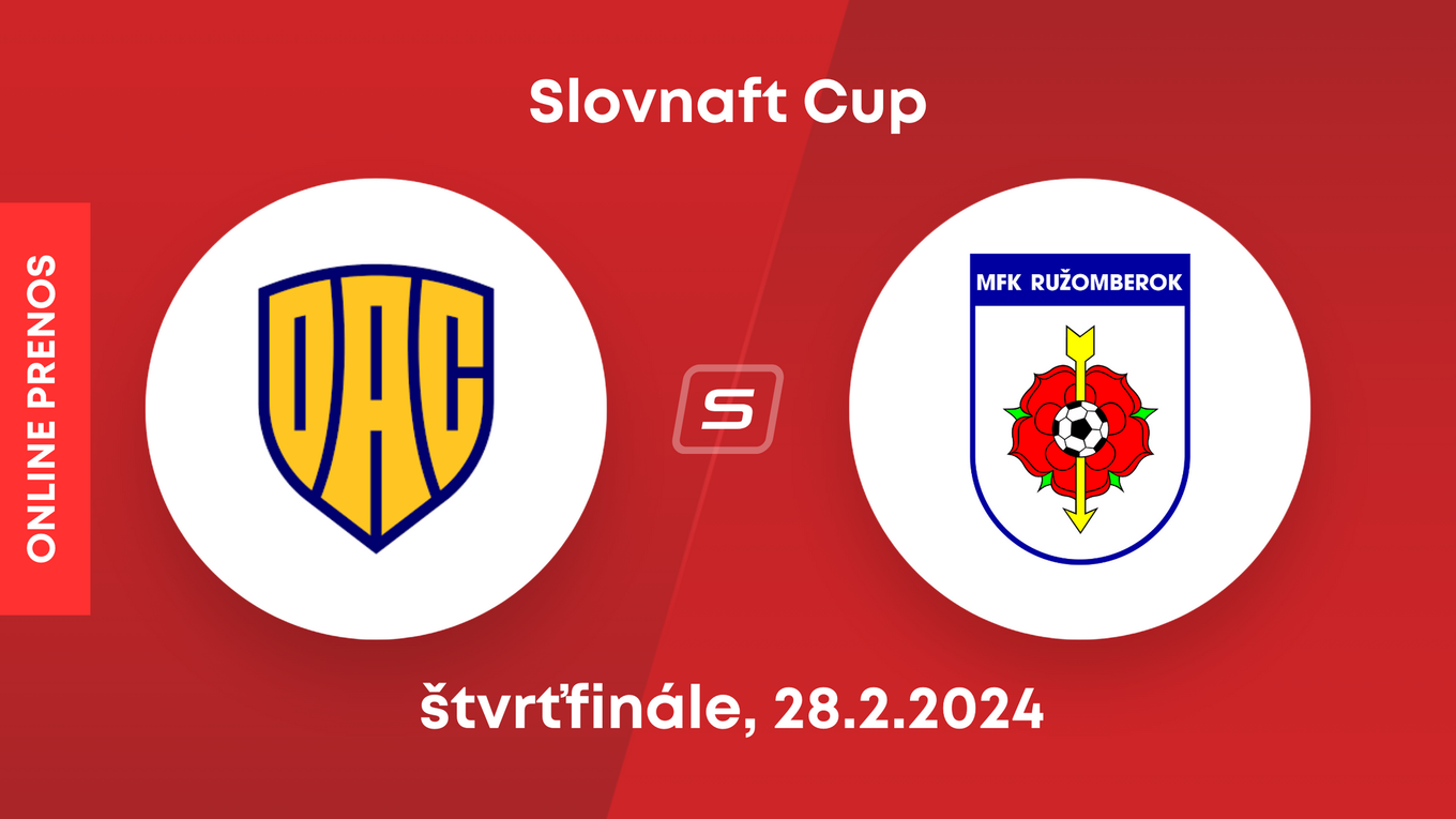 Dunajská Streda - Ružomberok: ONLINE prenos z štvrťfinále Slovnaft Cupu 2023/2024.