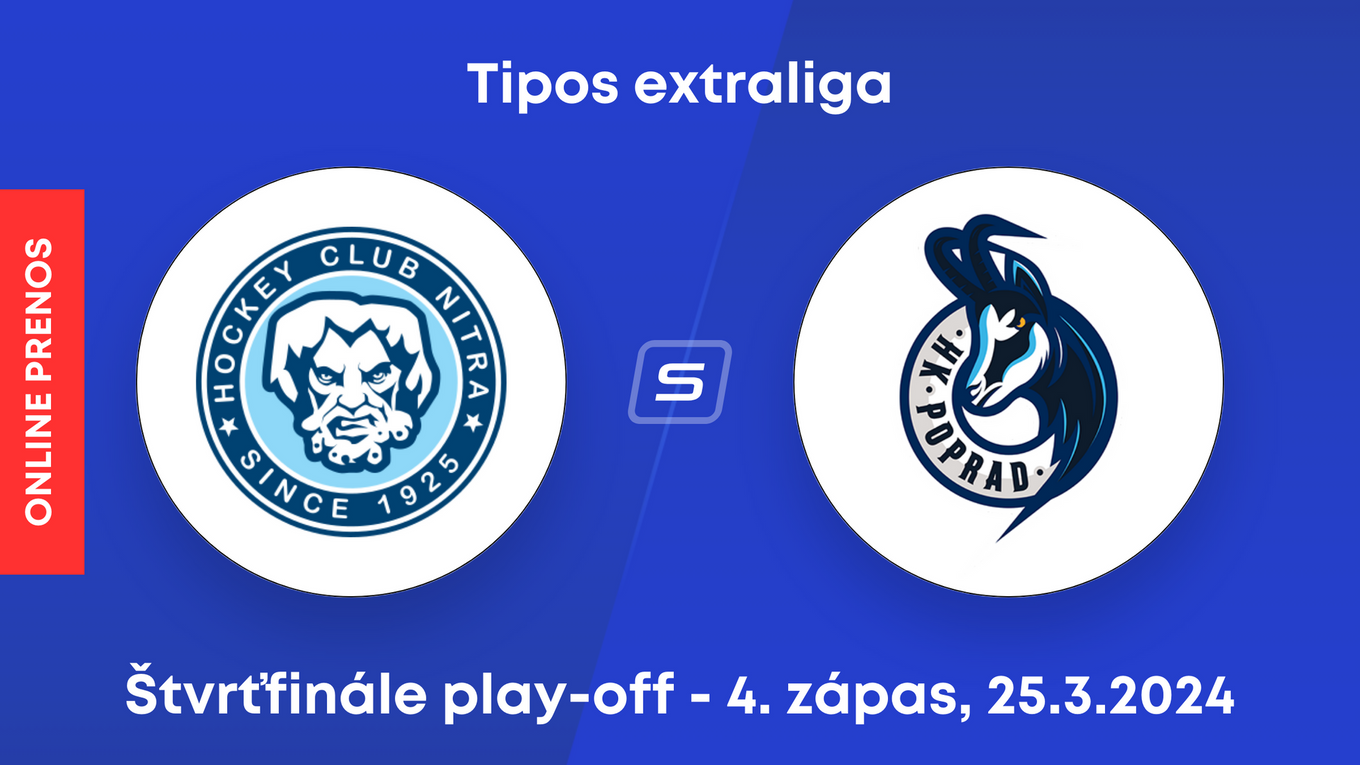 HK Nitra - HK Poprad: ONLINE prenos z 4. zápasu štvrťfinále play-off Tipos extraligy.