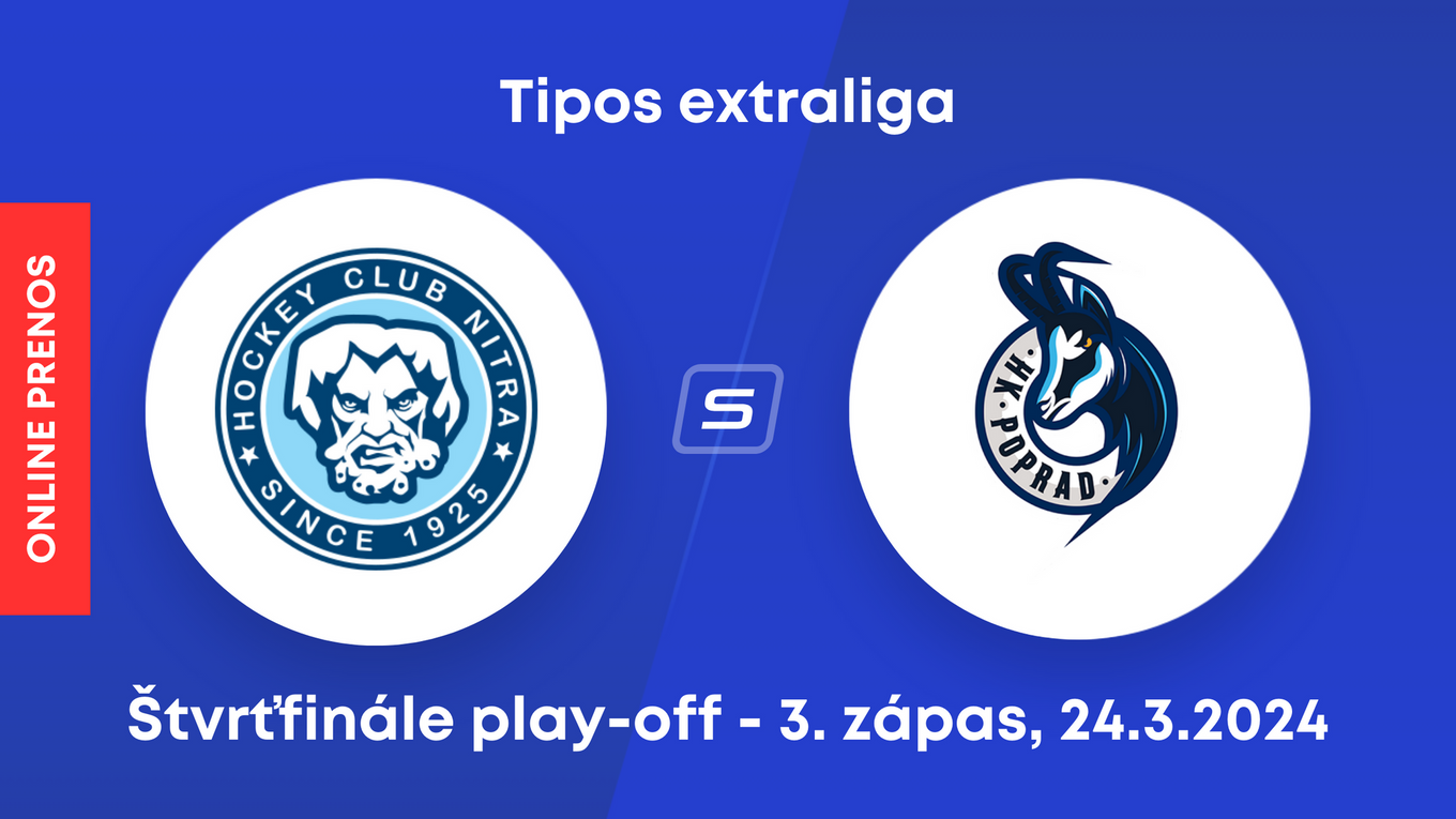 HK Nitra - HK Poprad: ONLINE prenos z 3. zápasu štvrťfinále play-off Tipos extraligy.