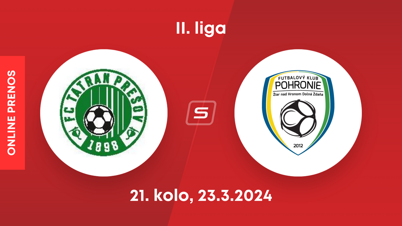 Tatran Prešov - FK Pohronie: ONLINE prenos zo zápasu 21. kola II. ligy.
