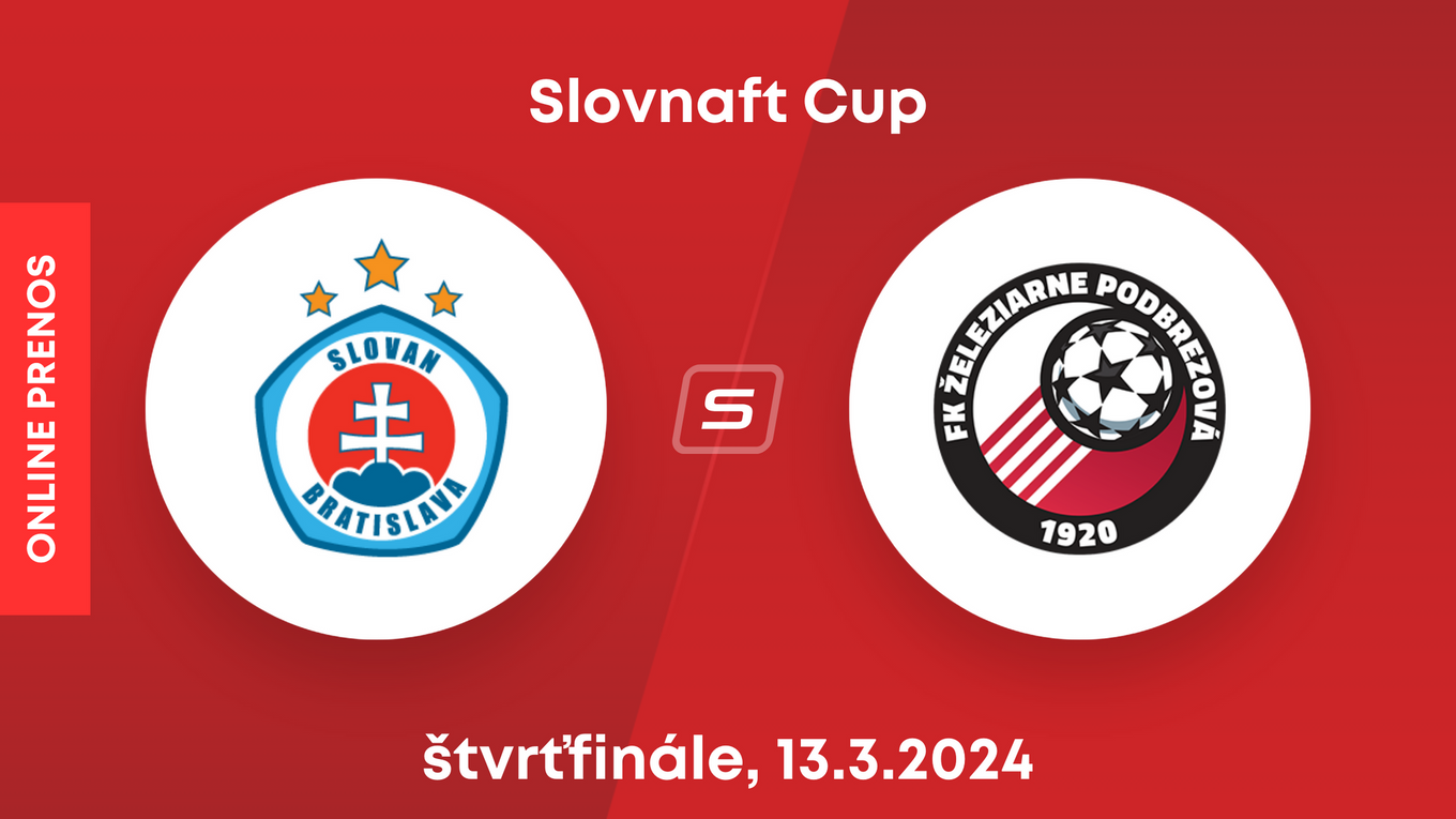 Slovan Bratislava - Podbrezová: ONLINE prenos zo zápasu Slovnaft Cupu.