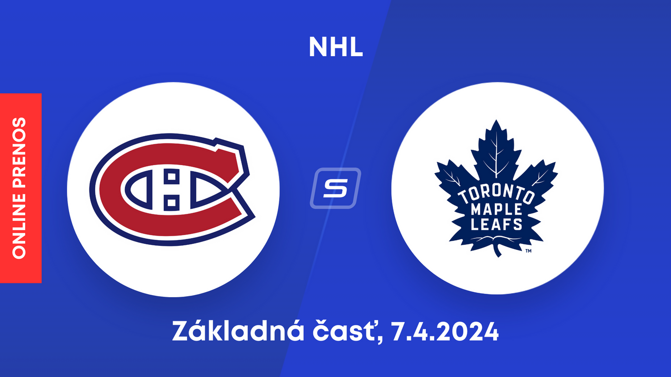 Montreal Canadiens - Toronto Maple Leafs: ONLINE prenos zo zápasu základnej časti NHL. Hrá aj Juraj Slafkovský. 