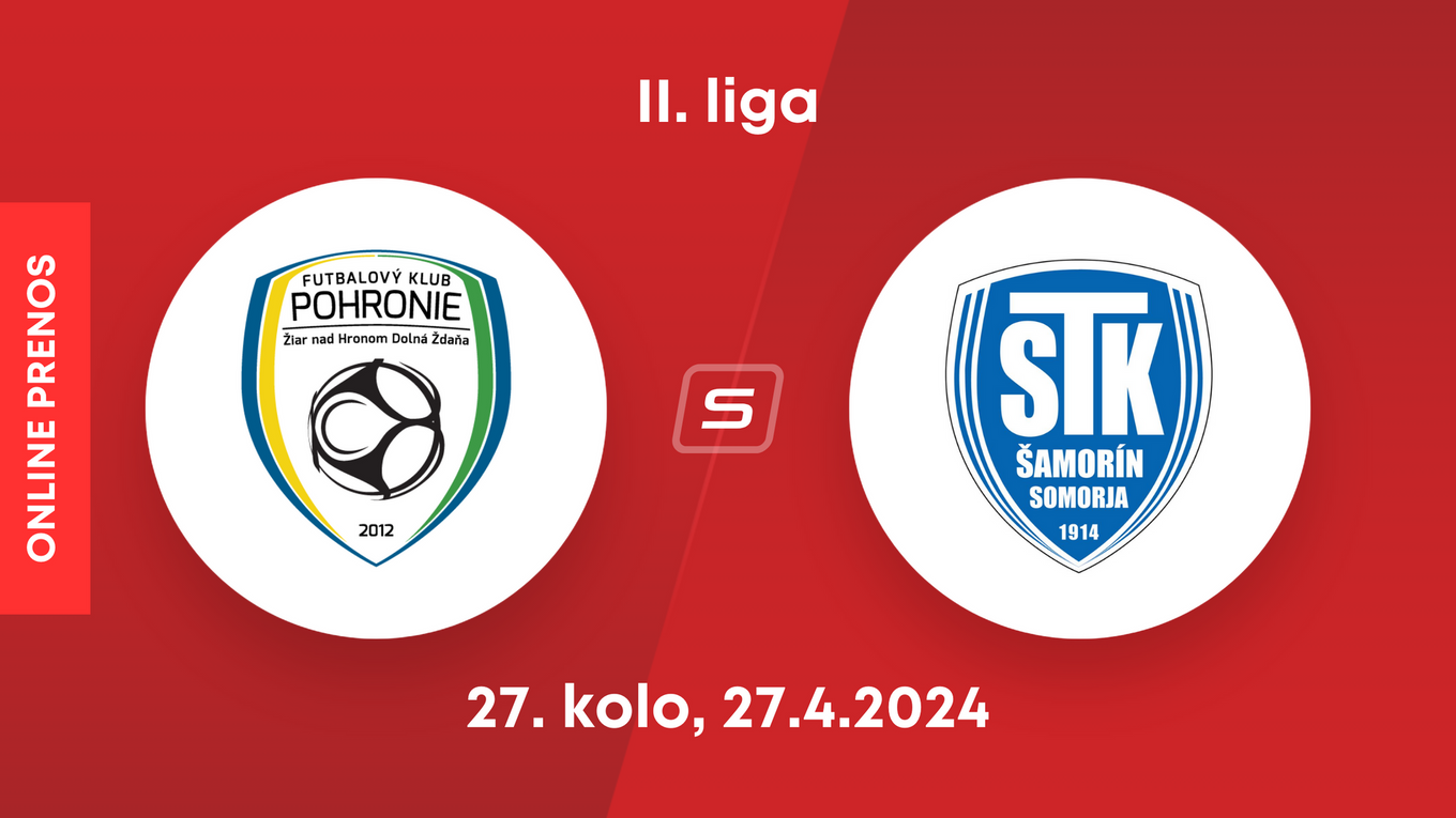 FK Pohronie - FC ŠTK 1914 Šamorín: ONLINE prenos zo zápasu 27. kola II. ligy.
