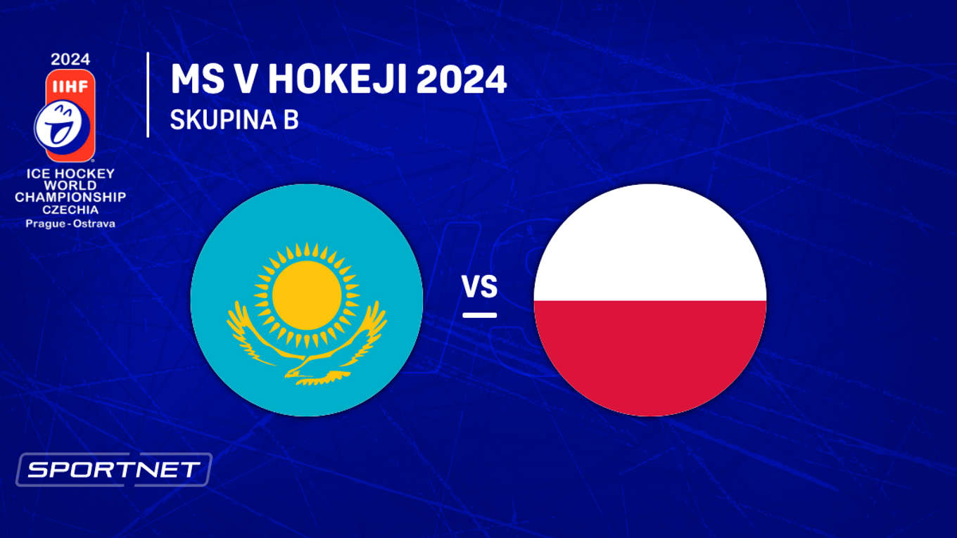 Kazachstan - Poľsko: ONLINE prenos zo zápasu skupiny B na MS v hokeji 2024 v Česku.