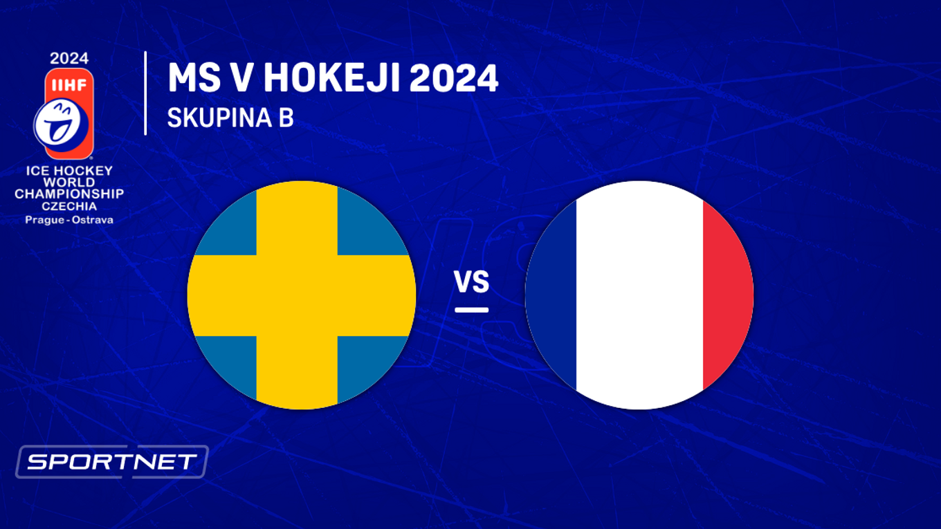 Švédsko - Francúzsko: ONLINE prenos zo zápasu skupiny B na MS v hokeji 2024 v Česku.